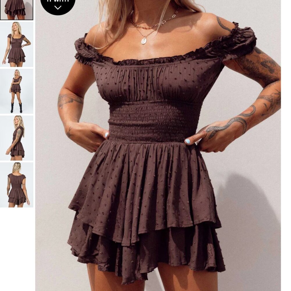 Princess Polly Love Galore Romper, Brown (NWT!!)